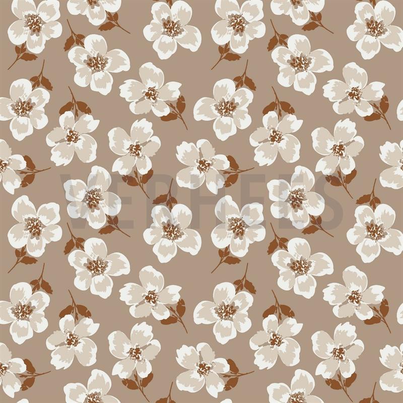 Viscose Taupe m/blomster