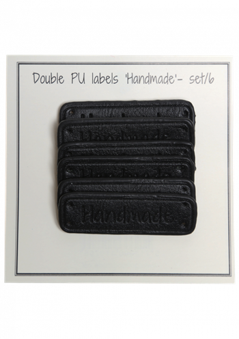 Pu læder labels Sort Handmade