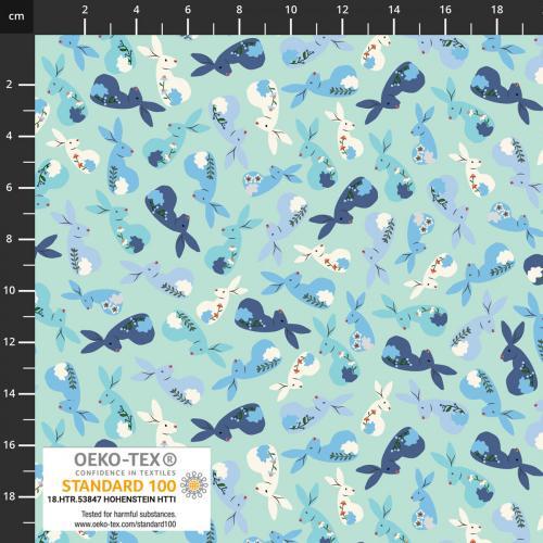 Økotex bomulds jersey m/Kaniner