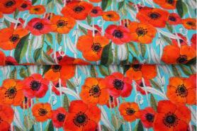 Økotex bomulds jersey m/Valmuer