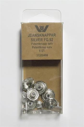 Jeansknap(patentknap) Sølv