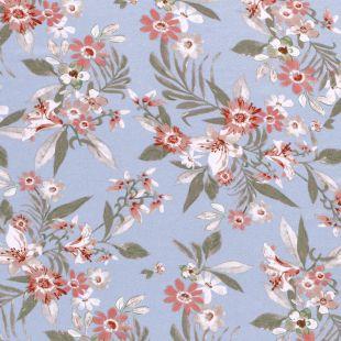 Viscose m/blomster, Baby blue