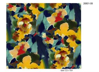 Viscose jersey m/print, Gul