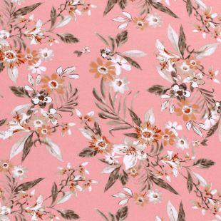 Viscose jersey m/blomster, Pink