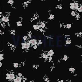 Polyester spandex Flowers, Black/sage