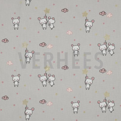 Poplin Glitter Sweet mouse, Light grey