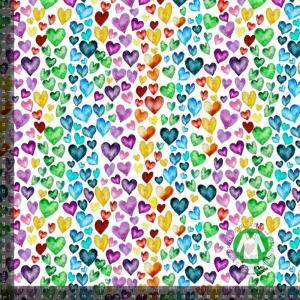 Økotex bomulds jersey, Farverige Hjerter