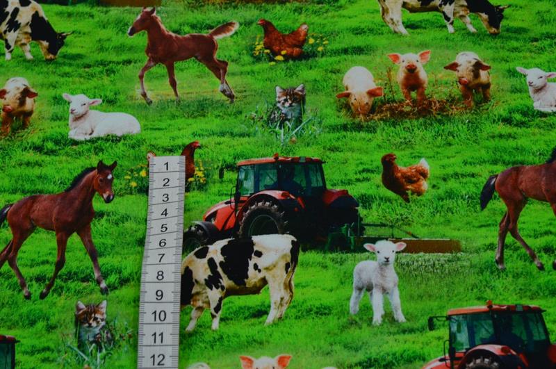 Økotex bomulds jersey m/Bondegårdens dyr