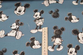 Økotex Bomulds Jersey - Mickey Mouse Blå                                                                                    