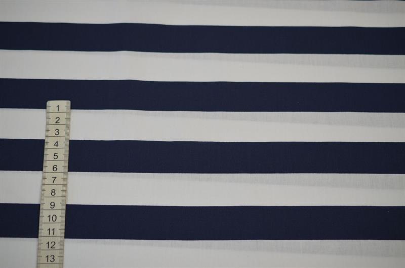 Økotex Bomuld/Poplin Stripe Marine Blå