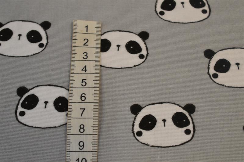Flannel Lysgrå med Panda hoveder