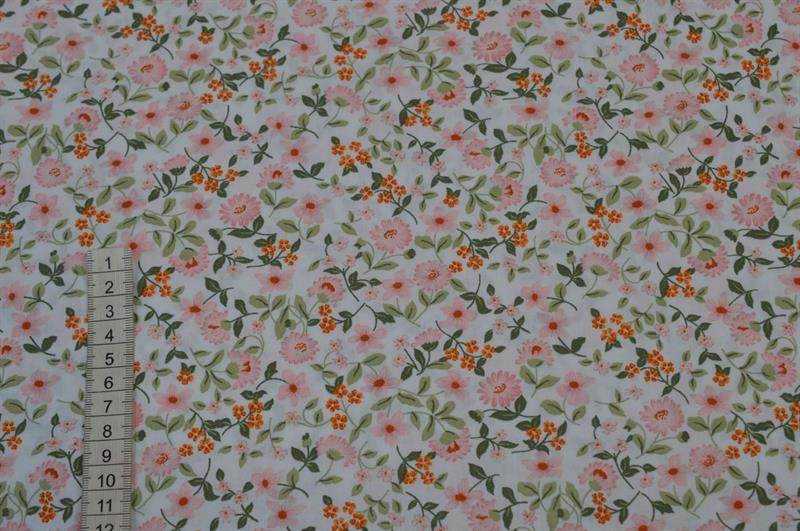 Økotex bomuld/poplin m/blomster