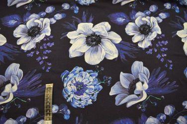 Økotex bomulds jersey m/blomster