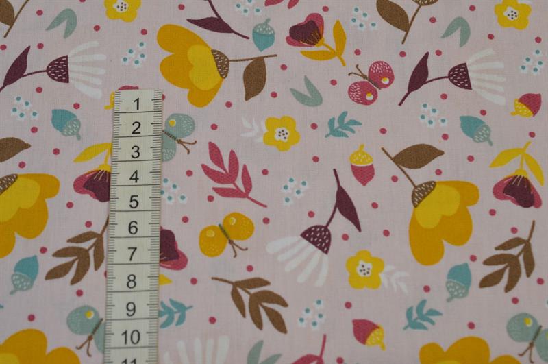 Økotex bomuld/poplin m/blomster