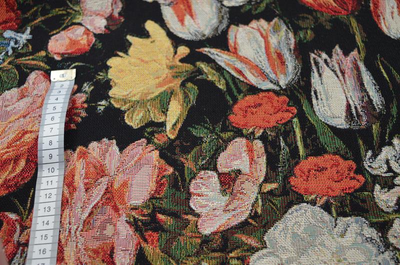 Gobelin Sort m/blomster