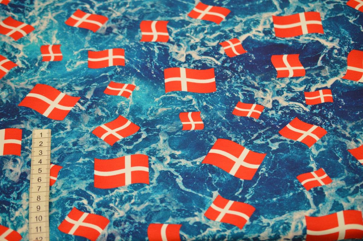 råd fuzzy Blæse Økotex Bomulds Jersey med danske flag