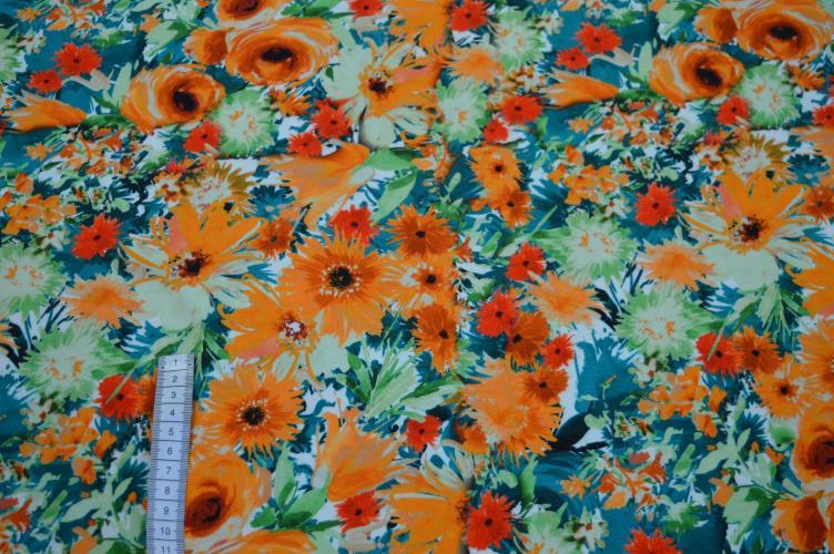 Økotex modal/bomulds jersey m/Blomster