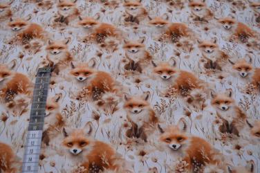 Økotex bomulds jersey, Elegant Foxes