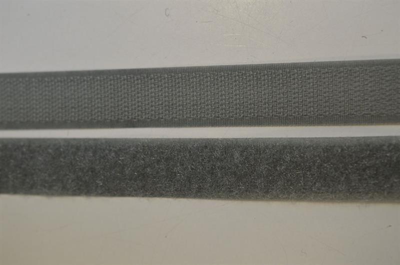 Velcro (Hook og Loop)  Grå 20mm
