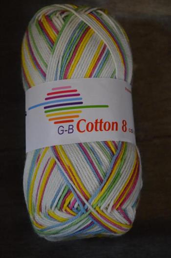 Cotton 8, Hvid/pink,grøn/gul