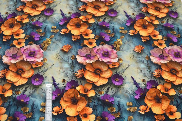 Økotex bomulds jersey, Flower painting