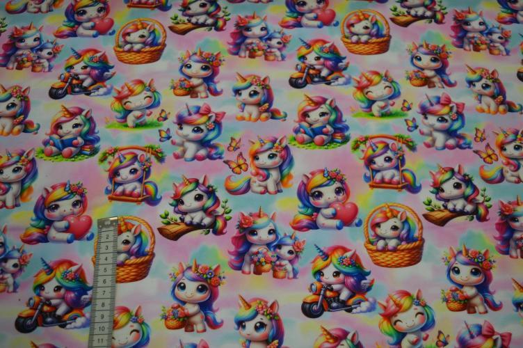 Digital økotex bomulds jersey, Unicorn