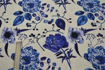Økotex bomulds jersey , Blue flowers