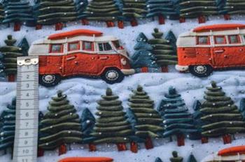 Økotex bomulds jersey, VW bus på juletur