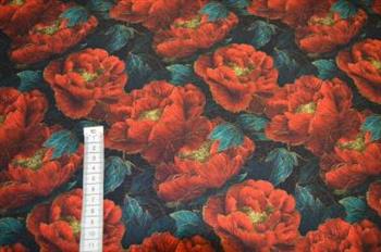 Økotex bomulds jersey, Røde og guld roser