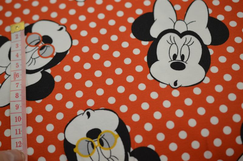 Økotex bomulds jersey Rød/prikket m/Minnie Mouse