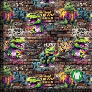Økotex bomulds jersey, Dinosaur