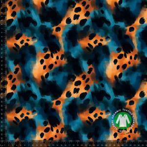 Økotex bomulds jersey, Teal dots