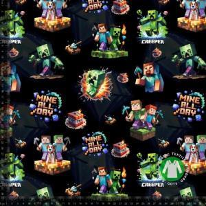 Økotex bomulds jersey, Gamer pixel, sort