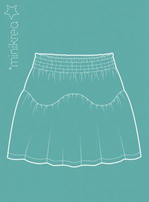 Nederdel med flæse 1-8år, 80-128 cm