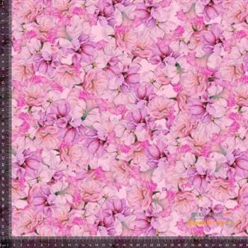 Økotex bomulds jersey m/ lyserød blomster