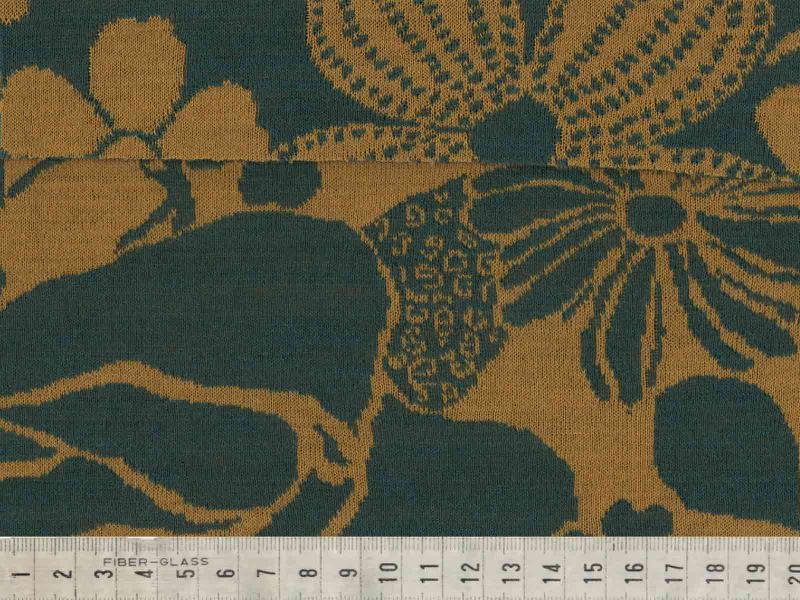 Wool Jacquard Big Flowers Karry/petrol