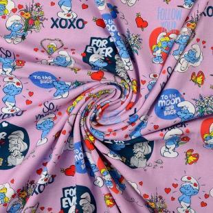 Økotex bomulds jersey Smølfer, Lyserød