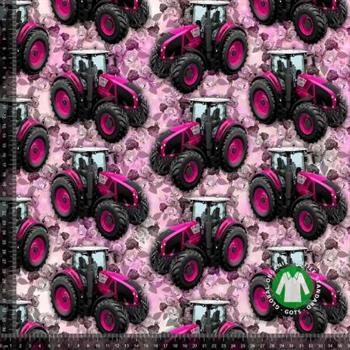 Økotex bomulds jersey, Pink Traktor