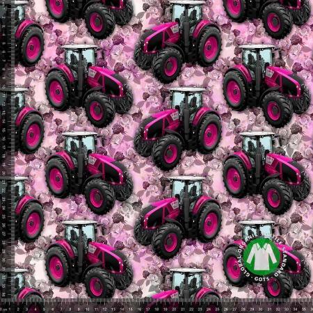 Økotex bomulds jersey, Pink Traktor