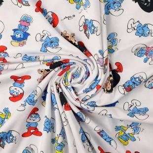 Økotex bomulds jersey Smølfer, Hvid
